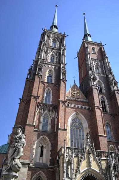 Pologne Vue Sur Vieille Ville Wroclaw Cathédrale Ostrow Tumski — Photo