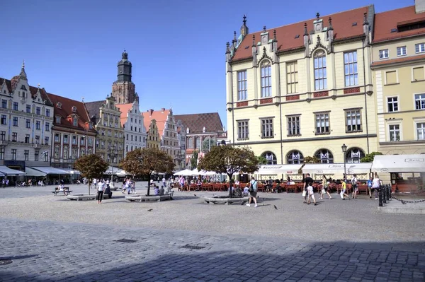 Πλατεία Αγοράς Δημαρχείο Στο Βρότσλαβ Της Πολωνίας Νωρίς Πρωί Έννοια — Φωτογραφία Αρχείου