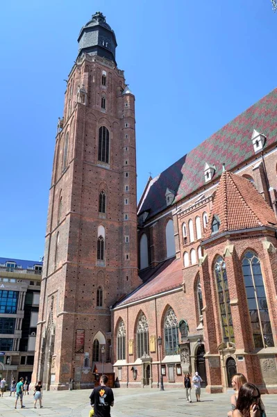 Wroclaw Polonya Belediye Binası Ile Pazar Meydanı Sabah Erken Saatlerde — Stok fotoğraf