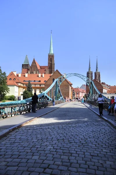 Wroclaw Polônia Maioria Dos Tumski Também Chamada Amantes Catedral Ponte — Fotografia de Stock