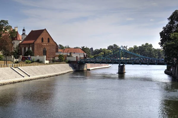 Wroclaw Polonia Mayoría Tumski También Llama Amantes Catedral Puente Verde —  Fotos de Stock