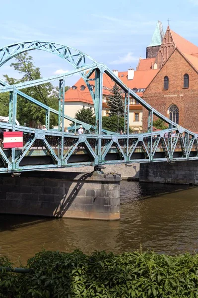 Wroclaw Πολωνία Περισσότεροι Tumski Ονομάζεται Επίσης Εραστές Μητρόπολη Πράσινη Γέφυρα — Φωτογραφία Αρχείου