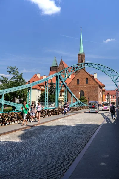 Wroclaw Polônia Maioria Dos Tumski Também Chamada Amantes Catedral Ponte — Fotografia de Stock