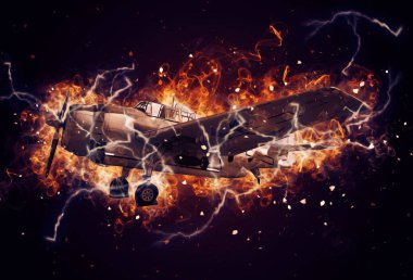 Beyaz arka planda izole edilmiş eski bir savaş uçağı.