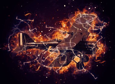 Beyaz arka planda izole edilmiş eski bir savaş uçağı.