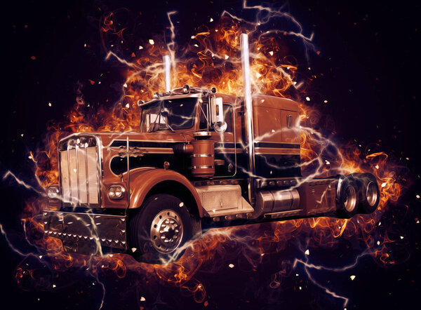 Американский грузовик иллюстрации цвета изолированные искусства винтажного ретро