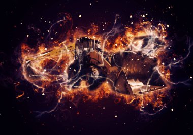 Ekskavatör illüstrasyon izole renk sanat eseri