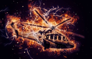 askeri helikopter resim sanatı klasiği çiziyor