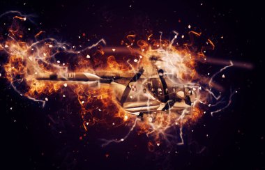 askeri helikopter resim sanatı klasiği çiziyor