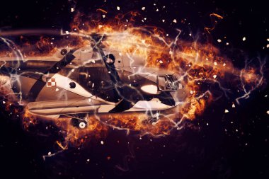 askeri helikopter resim sanatı klasiği çiziyor