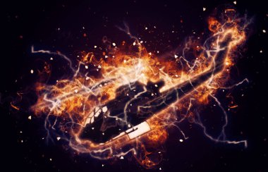 askeri helikopter resim sanatı klasiği çiziyor