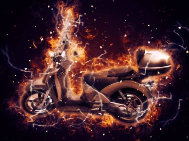 Motosiklet görüntüleme rengi izole edilmiş sanat antika retro