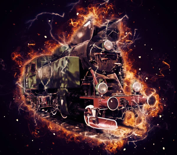 Old Steam Locomotive Engine Retro Vintage — Stock Photo, Image