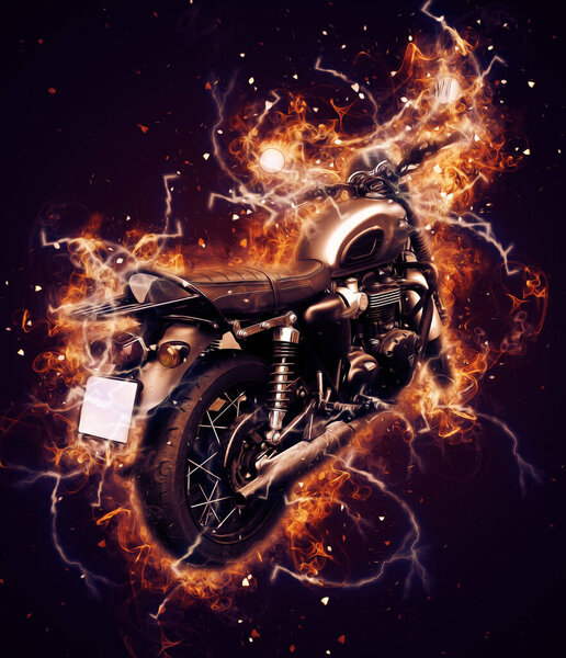 Motor cycle llustration color isolated art vintage retro