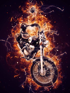 Motosiklet görüntüleme rengi izole edilmiş sanat antika retro