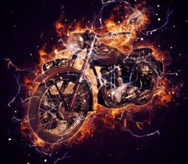 Motosiklet görüntüleme rengi izole edilmiş sanat antika retro