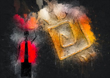 Afrikalı etnik retro-klasik illüstrasyon