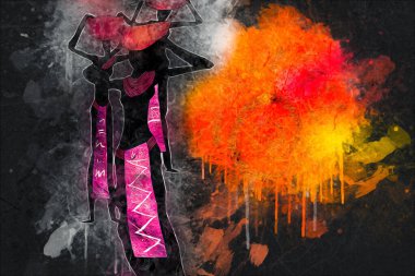 Afrikalı etnik retro-klasik illüstrasyon