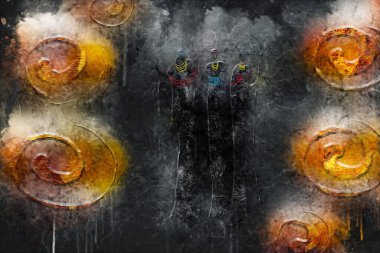 Afrikalı etnik retro-klasik illüstrasyon