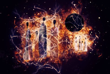 Afrikalı etnik retro-klasik illüstrasyon