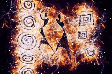 Afrikalı etnik retro-klasik illüstrasyon