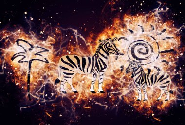 Afrikalı etnik retro-klasik illüstrasyon