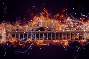 Londra 'nın büyük Ben sanat eseri çizimi, çizim, eğlenceli tasarım, antika retro