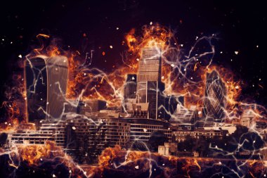 Londra 'nın büyük Ben sanat eseri çizimi, çizim, eğlenceli tasarım, antika retro