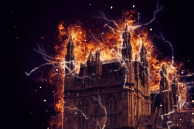 Londra 'nın büyük Ben sanat eseri çizimi, çizim, eğlenceli tasarım, antika retro