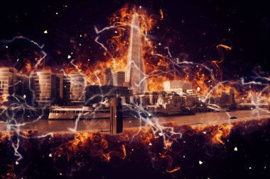 Londra 'nın büyük Ben sanat eseri çizimi, çizim, eğlenceli tasarım, antika retro