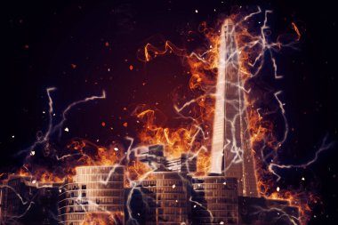 Londra 'nın büyük Ben sanat eseri çizimi, çizim, eğlenceli tasarım, antika retro