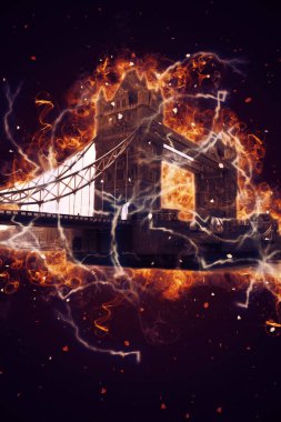 Londra 'nın büyük Ben sanat eseri çizimi, çizim, eğlenceli tasarım, antika retro