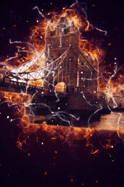 Londra 'nın büyük Ben sanat eseri çizimi, çizim, eğlenceli tasarım, antika retro