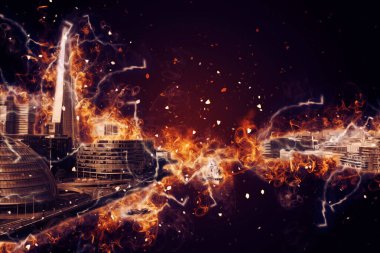 Londra 'nın büyük Ben sanat eseri çizimi, çizim, eğlenceli tasarım, antika retro