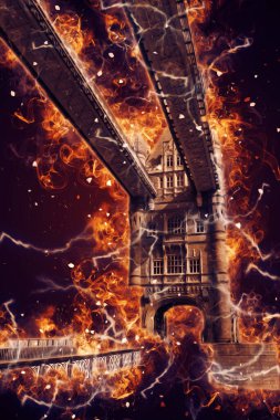 Londra 'nın büyük Ben sanat eseri çizimi, çizim, eğlenceli tasarım, antika retro