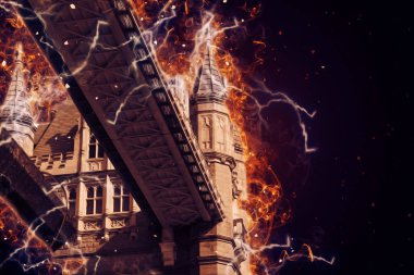 Londra 'nın büyük Ben sanat eseri çizimi, çizim, eğlenceli tasarım, antika retro