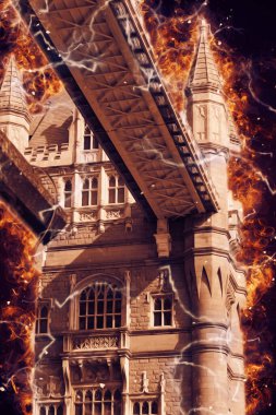 Londra 'nın büyük Ben sanat eseri çizimi, çizim, eğlenceli tasarım, antika retro