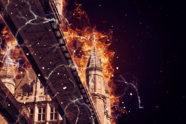 Londra 'nın büyük Ben sanat eseri çizimi, çizim, eğlenceli tasarım, antika retro