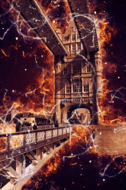 Londra 'nın büyük Ben sanat eseri çizimi, çizim, eğlenceli tasarım, antika retro