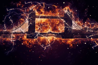 Londra 'nın büyük Ben sanat eseri çizimi, çizim, eğlenceli tasarım, antika retro