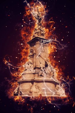 Londra 'nın büyük Ben sanat eseri çizimi, çizim, eğlenceli tasarım, antika retro