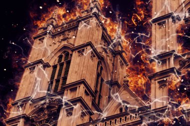 Londra 'nın büyük Ben sanat eseri çizimi, çizim, eğlenceli tasarım, antika retro