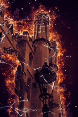 Londra 'nın büyük Ben sanat eseri çizimi, çizim, eğlenceli tasarım, antika retro