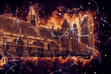 Londra 'nın büyük Ben sanat eseri çizimi, çizim, eğlenceli tasarım, antika retro