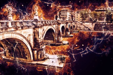 Roma İtalya sanatı eskiz çizimi eğlenceli tasarım antika retro