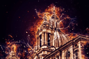 Roma İtalya sanatı eskiz çizimi eğlenceli tasarım antika retro