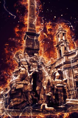 Roma İtalya sanatı eskiz çizimi eğlenceli tasarım antika retro