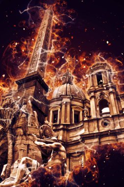 Roma İtalya sanatı eskiz çizimi eğlenceli tasarım antika retro