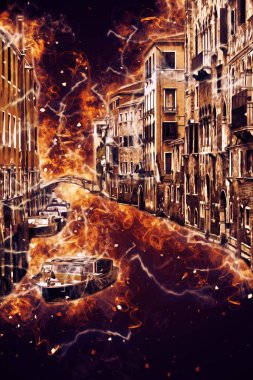 Venedik sanat eskizi çizimi eğlenceli tasarım antika retro