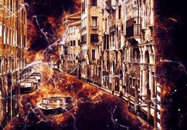 Venedik sanat eskizi çizimi eğlenceli tasarım antika retro